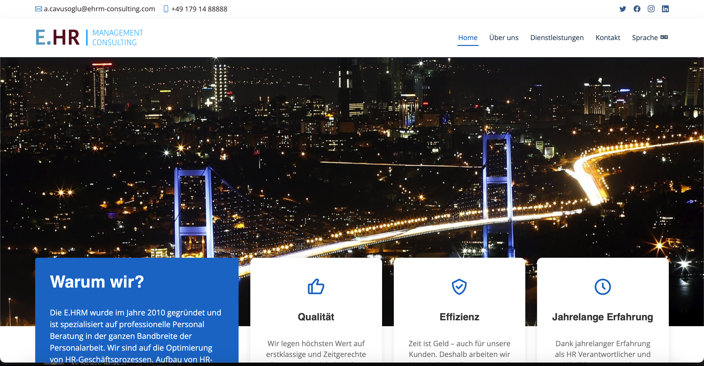 E.HR Management Consulting Website Screenshot