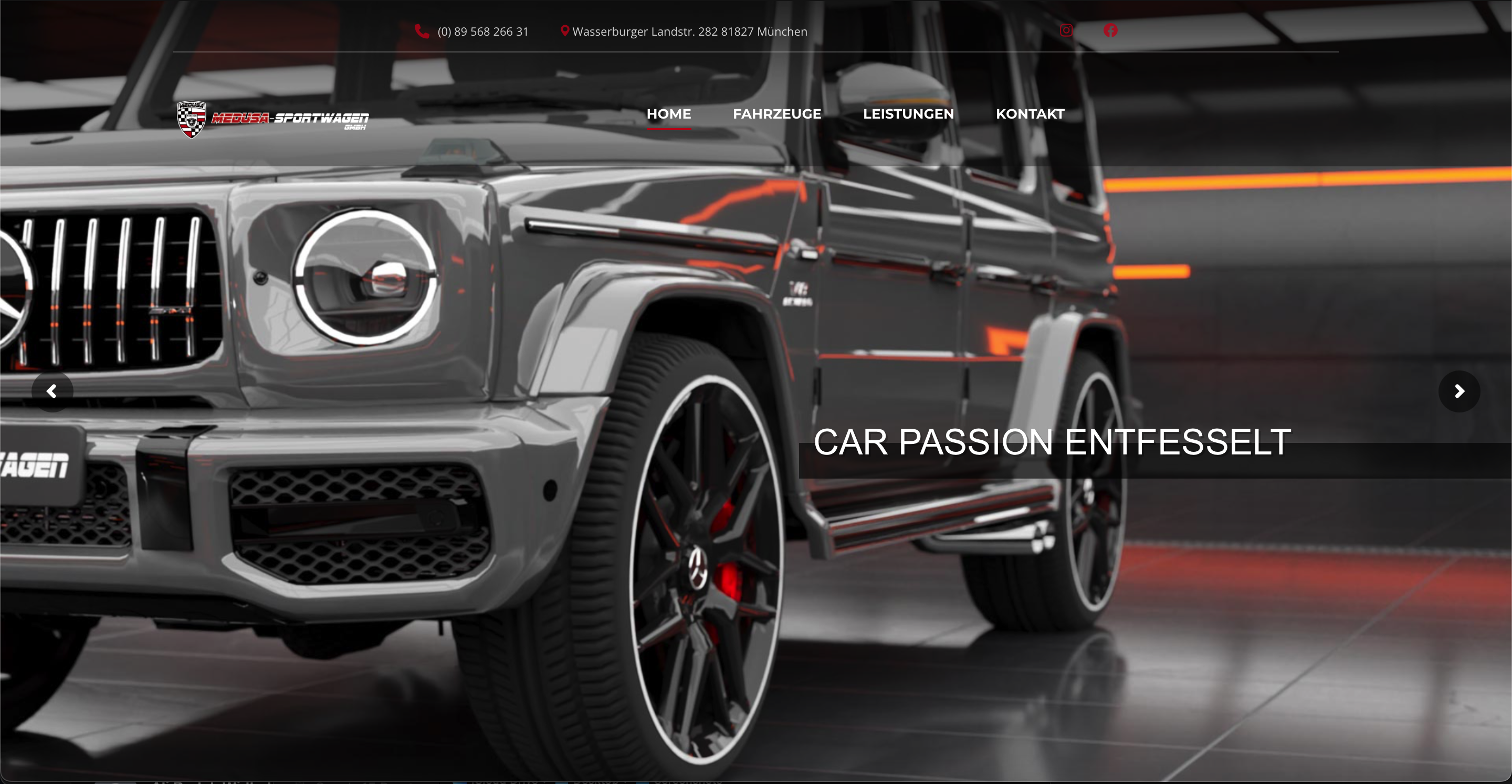 MEDUSA-Sportwagen Website Screenshot